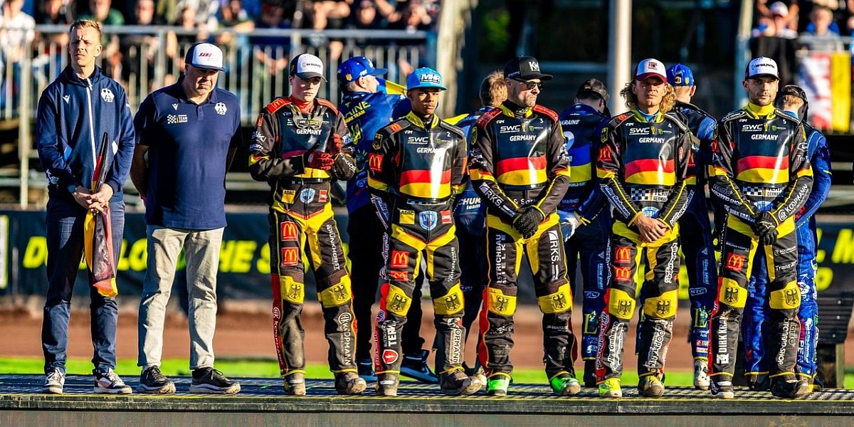 Motorsport Team Germany Speedway auf dem Podium während des FIM Speedway World Cup Halbfinales in Landshut 2026.